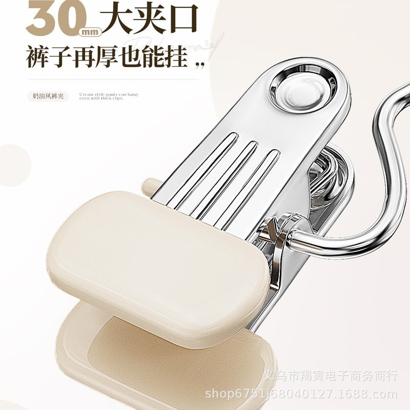 Trouser Clip Household Traceless Strong Stainless Steel Multifunctional Clothes Clip With Hook Clothes Clip Single Wide Mouth Clip - Image 5